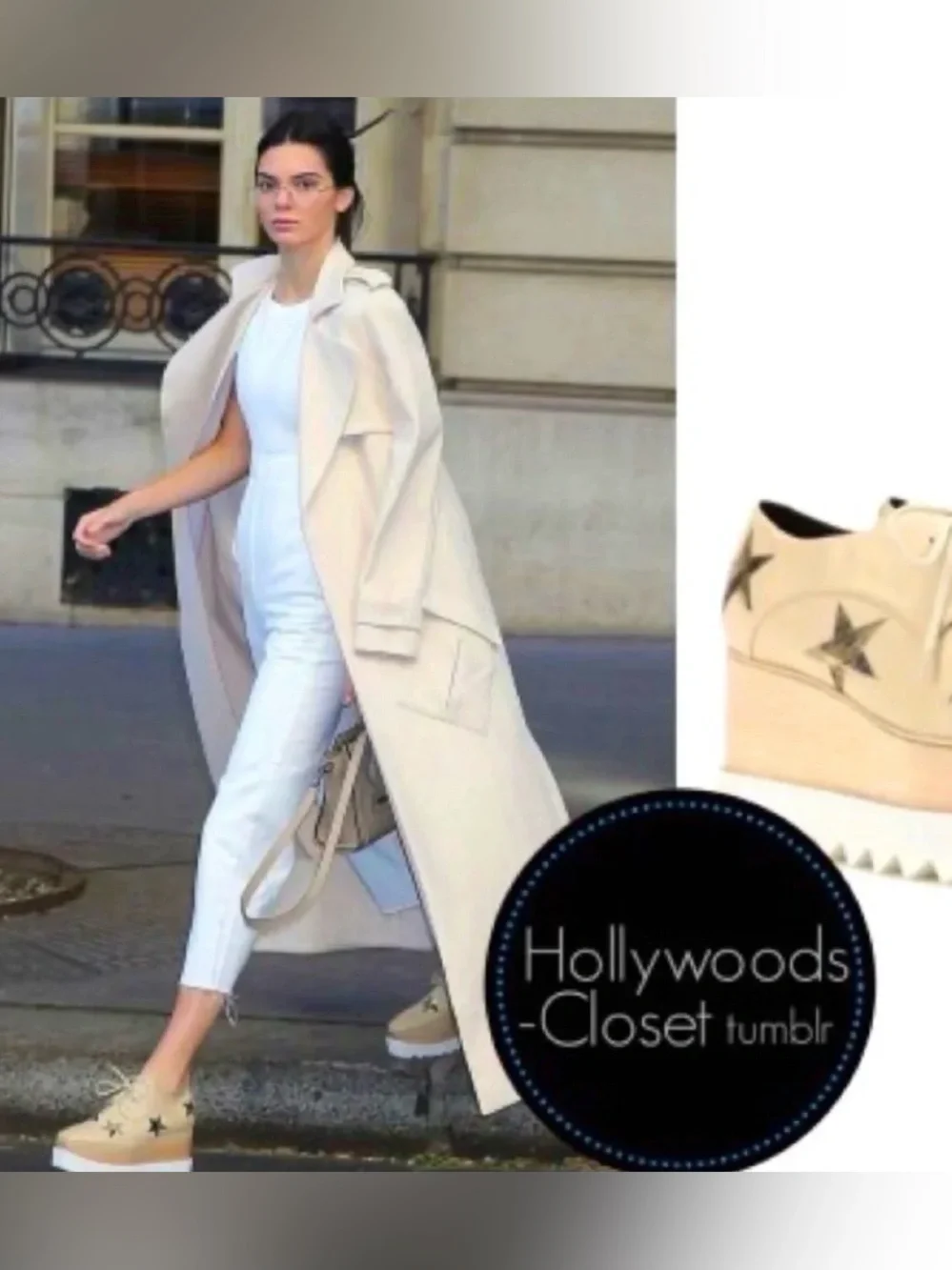Stella McCartney Beige Platform Derby Shoes with Gold Stars